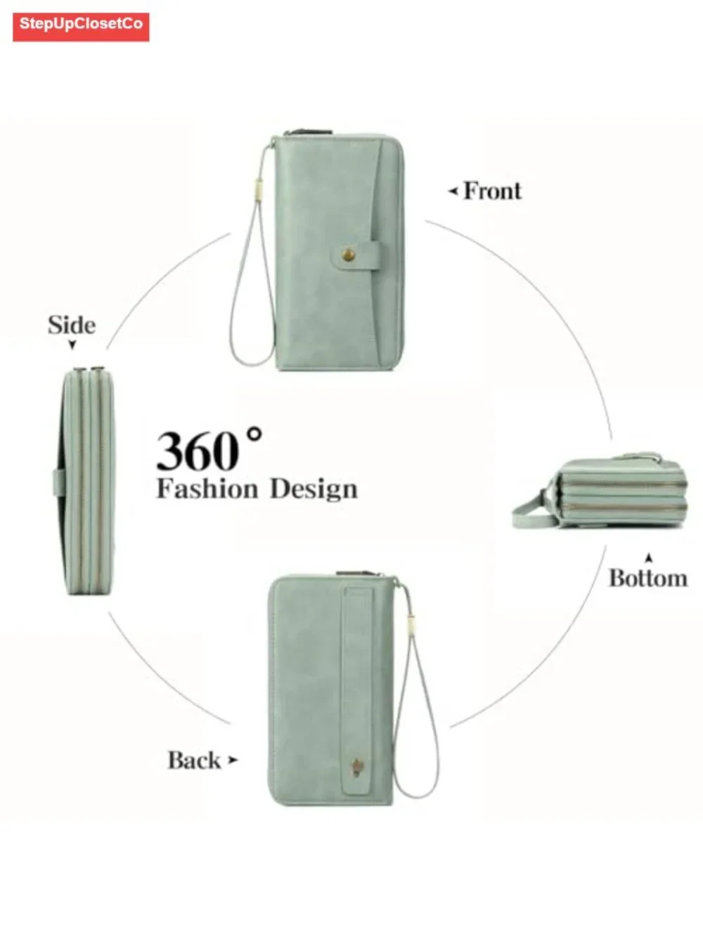 Large Capacity Faux Leather Clutch Wristlet Wallet RFID Blocking Card Holder